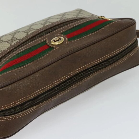 VGUCCI GG Supreme Web Sherry Line Shoulder Bag PVC Beige 56 02 088 Auth 131583 - Picture 8 of 14